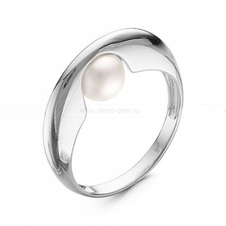 Кольцо из серебра с белой жемчужиной 6,5-7 мм. Артикул 10077