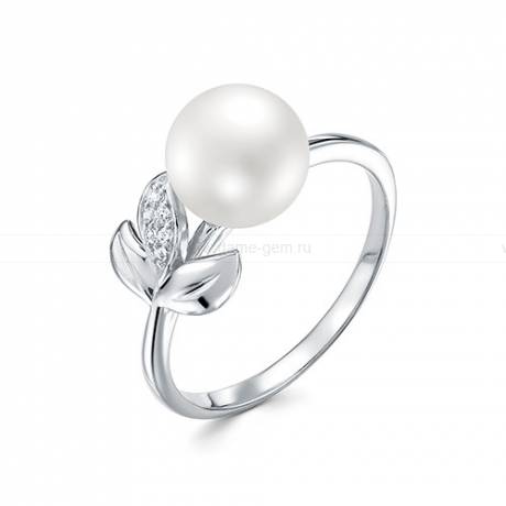 Кольцо из серебра с белой жемчужиной 8,5-9 мм. Артикул 10127