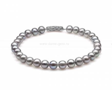 Ожерелье из 30 жемчужин из серебристого речного жемчуга 12-13 мм. Артикул 10280
