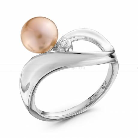 Кольцо из серебра с розовой жемчужиной 7-7,5 мм. Артикул 10361