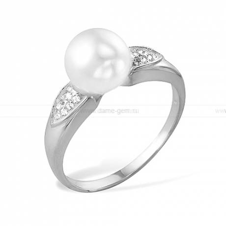 Кольцо из серебра с белой жемчужиной 7-7,5 мм. Артикул 10381