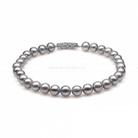 Ожерелье из 30 жемчужин из серебристого речного жемчуга 11,5-14 мм. Артикул 10503