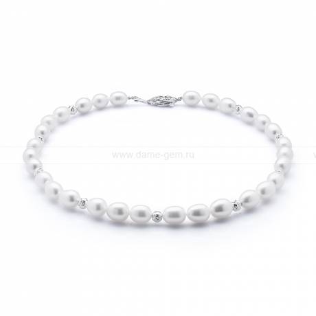 Ожерелье из 30 жемчужин из белого речного жемчуга 10-11 мм. Артикул 10600