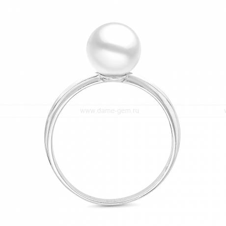 Кольцо из серебра с белой жемчужиной 7,5-8 мм. Артикул 10852