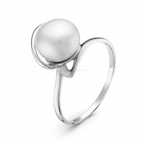 Кольцо из серебра с белой жемчужиной 8,5-9 мм. Артикул 10854