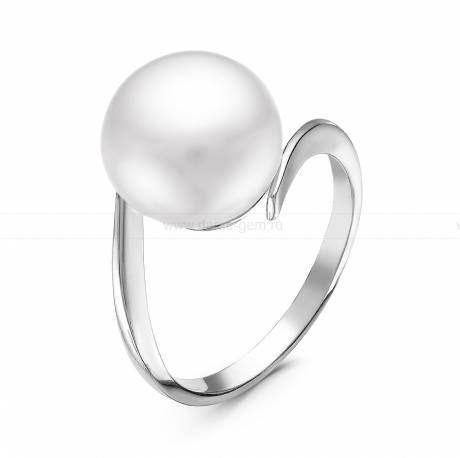 Кольцо из серебра с белой жемчужиной 10,5-11 мм. Артикул 10864