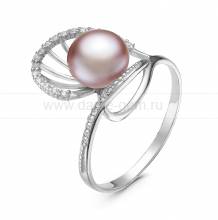 Кольцо из серебра с розовой жемчужиной 8,5-9 мм. Артикул 10871
