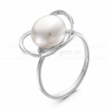 Кольцо из серебра с белой жемчужиной 9,5-10,5 мм. Артикул 10872