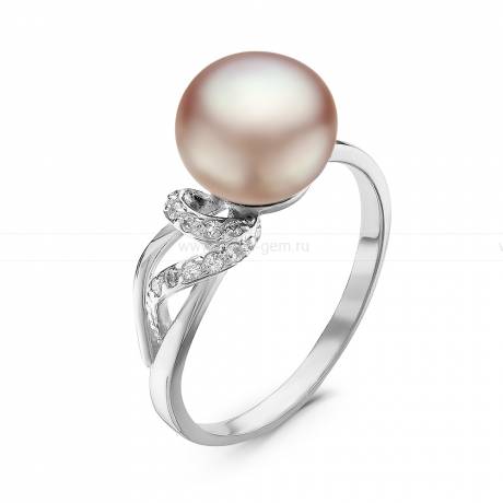 Кольцо из серебра с розовой жемчужиной 8,5-9,5 мм. Артикул 10885
