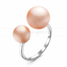Двойное кольцо "Dior" с розовыми жемчужинами 7-10 мм. Артикул 10896