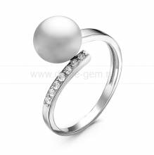 Кольцо из серебра с белой жемчужиной 7,5-8,5 мм. Артикул 10915