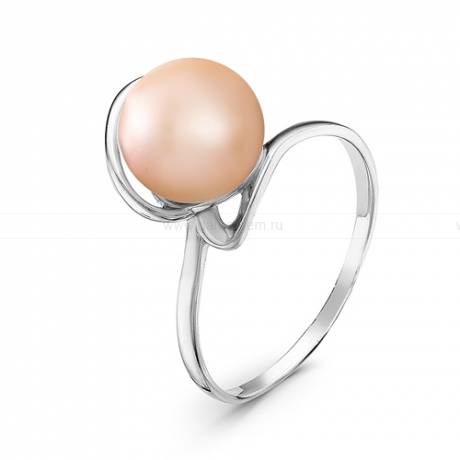 Кольцо из серебра с розовой жемчужиной 7,5-8,5 мм. Артикул 10921