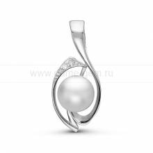 Кулон из серебра с белой речной жемчужиной 8,5-9 мм. Артикул 10939