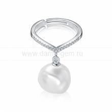 Кольцо из серебра с белой барочной жемчужиной 13 мм. Артикул 11118