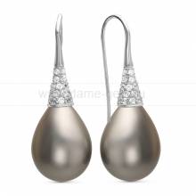 Серьги из серебра с серебристыми жемчужинами "Майорика" 16-20 мм. Артикул 11281