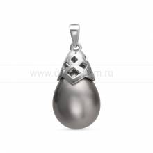 Кулон из серебра с серой жемчужиной "Майорика" 12,5-15,5 мм. Артикул 11287