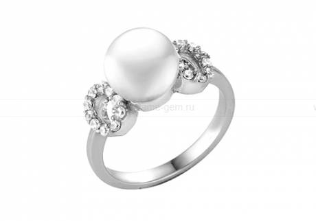 Кольцо из серебра с белой жемчужиной 8-8,5 мм. Артикул 11389