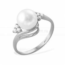 Кольцо из серебра с белой жемчужиной 7-7,5 мм . Артикул 11471