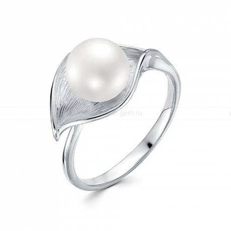Кольцо из серебра с белой жемчужиной 8,5-9 мм. Артикул 11543