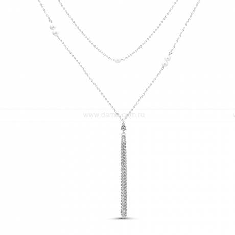 Колье из серебра с белыми речными жемчужинами 5-5,5 мм. Артикул 11638