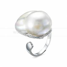 Кольцо из серебра с белой барочной жемчужиной 20-28 мм. Артикул 12445