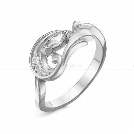 Кольцо из серебра 925 пробы, украшенное фианитами. Артикул 12522