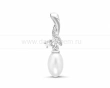 Кулон из серебра с белой пресноводной жемчужиной 7,5-8 мм. Артикул 12591