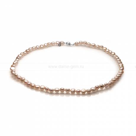 Ожерелье из розового барочного речного жемчуга 5-5,5 мм. Артикул 12601