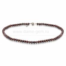 Ожерелье из темно-шоколадного морского жемчуга 6,5-7 мм. Артикул 7628