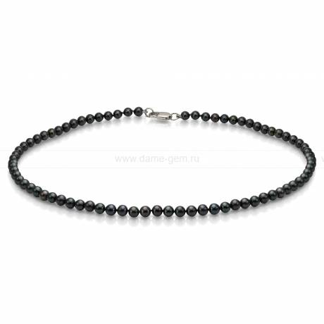 Ожерелье из черного морского жемчуга Акойя 5,5-6 мм. Артикул 7634