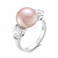 Кольцо из серебра с розовой жемчужиной 10-10,5 мм. Артикул 8727