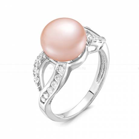 Кольцо из серебра с розовой жемчужиной 9,5-10 мм. Артикул 9259