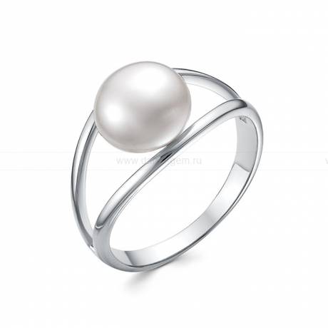 Кольцо из серебра с белой жемчужиной 8-8,5 мм. Артикул 9442