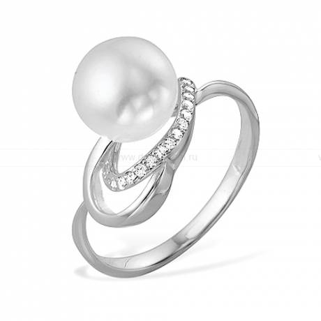 Кольцо из серебра с белой жемчужиной 8-8,5 мм. Артикул 9459