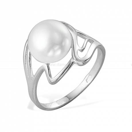 Кольцо из серебра с белой жемчужиной 8,5-9 мм. Артикул 9564