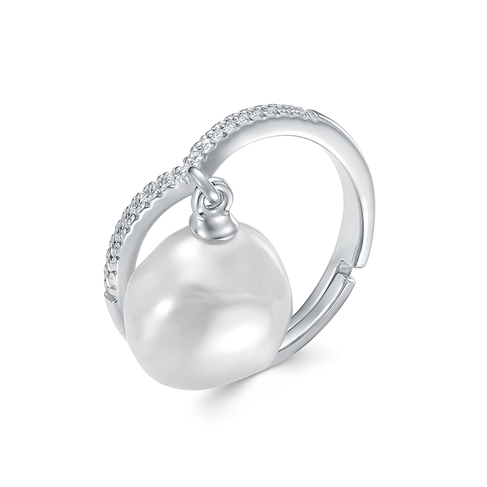 Кольцо из серебра 925 пробы с белой барочной жемчужиной 13 мм. Артикул 11118 Кольцо из серебра 925 пробы с белой барочной жемчужиной 13 мм. Артикул 11118