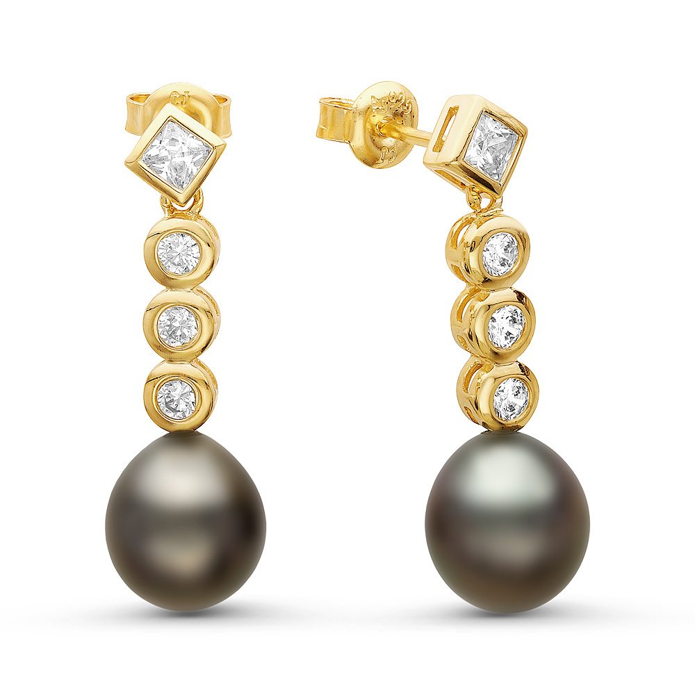 Серьги из серебра с Таитянскими жемчужинами 9-9,5 мм. Артикул 10814