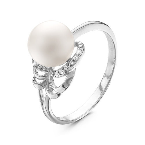 Кольцо из белого золота 585 пробы с белой жемчужиной 8,5-9 мм. Артикул 12802 Кольцо из белого золота 585 пробы с белой жемчужиной 8,5-9 мм. Артикул 12802