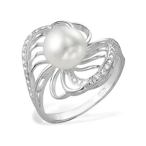 Кольцо из белого золота 585 пробы с белой жемчужиной 7,5-8 мм. Артикул 10128 Кольцо из белого золота 585 пробы с белой жемчужиной 7,5-8 мм. Артикул 10128