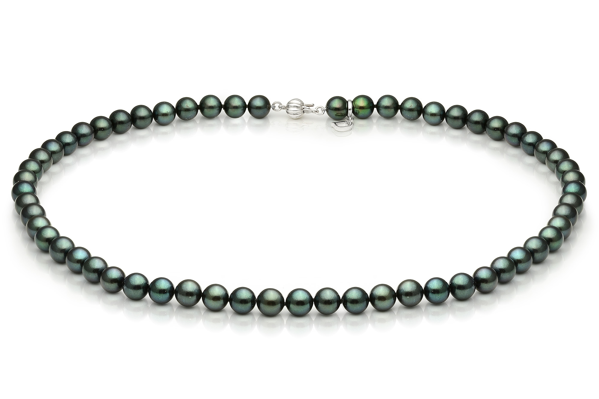 Ожерелье из черного морского жемчуга Акойя (Япония) 7-7,5 мм. Качество жемчуга наивысшее ААА. Артикул 9094