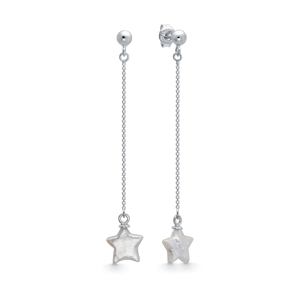 Серьги из серебра с белыми жемчужинами "Барокко" 10 мм. Артикул 10196