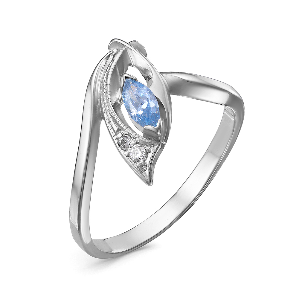 Кольцо из серебра 925 пробы, украшенное фианитами. Артикул 12524