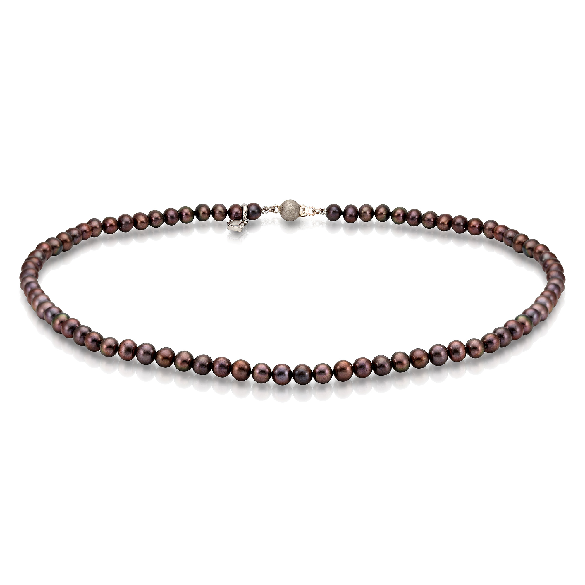 Ожерелье из темно-шоколадного морского жемчуга 6,5-7 мм. Качество жемчуга наивысшее ААА. Артикул 7628