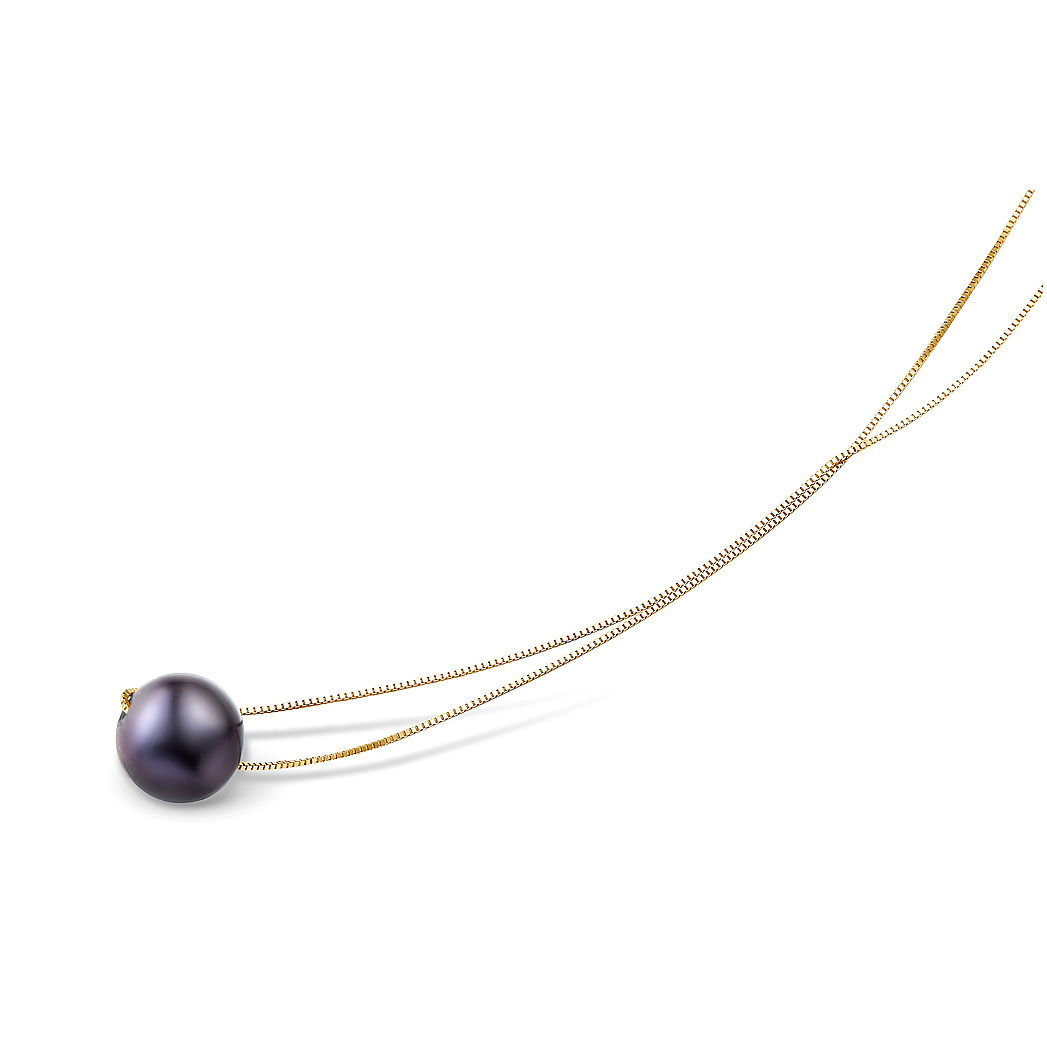 Цепочка из серебра 925 пробы с черной речной жемчужиной 9,5-10 мм. Артикул 8587 Цепочка из серебра 925 пробы с черной речной жемчужиной 9,5-10 мм. Артикул 8587