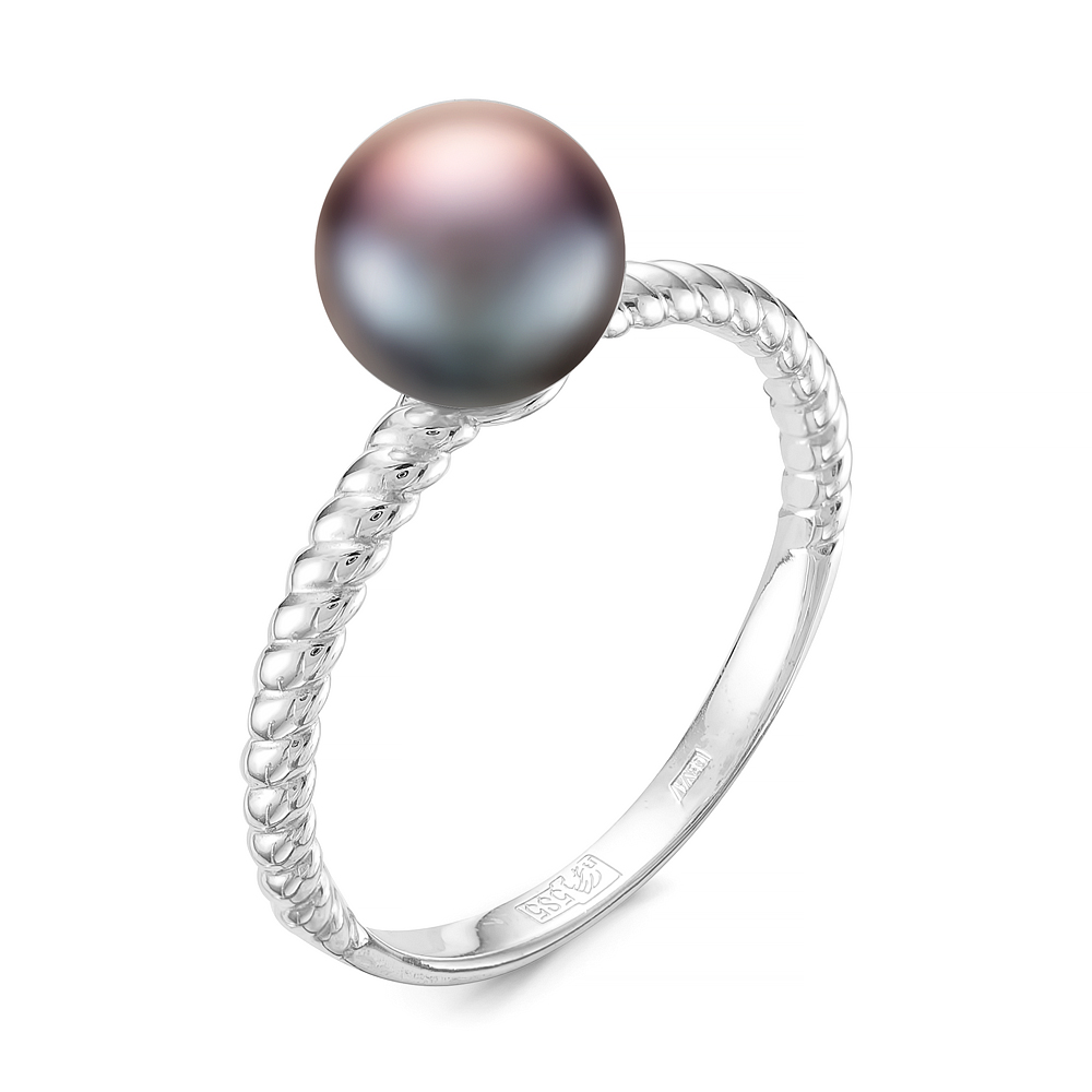 Кольцо тройное из серебра 925 пробы с жемчужинами "микс" 7-7,5 мм. Артикул 11813