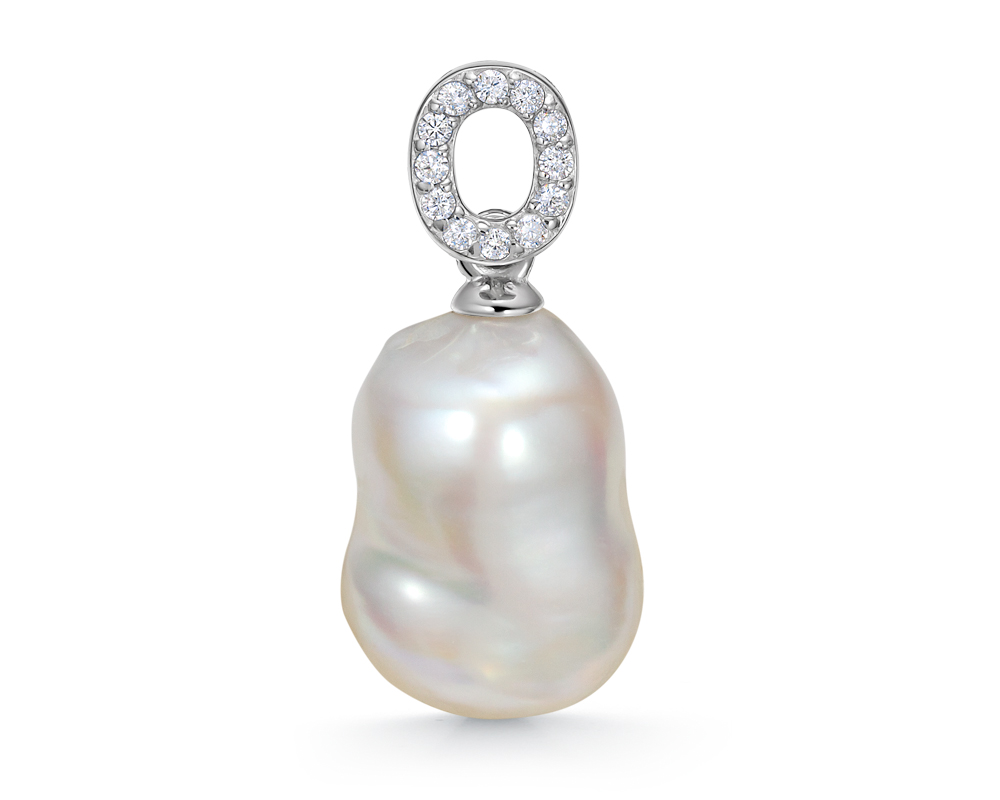 Кулон из серебра с белой жемчужиной "барокко" 10-11 мм. Артикул 9196