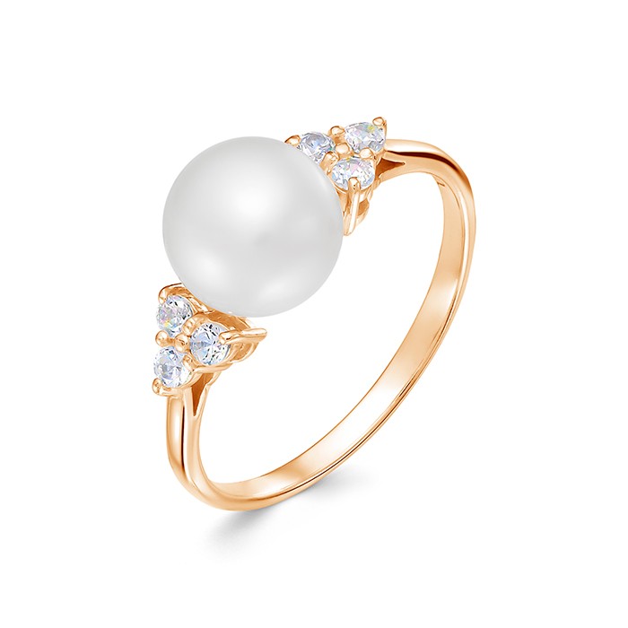 Кольцо из красного золота 585 пробы с белой жемчужиной 8,5-9 мм. Артикул 12778 Кольцо из красного золота 585 пробы с белой жемчужиной 8,5-9 мм. Артикул 12778