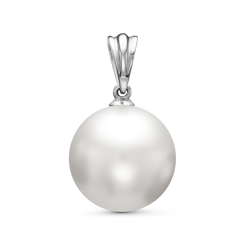 Кулон из белого золота с белой Австралийской жемчужиной 12,6-12,9 мм. Артикул 11173