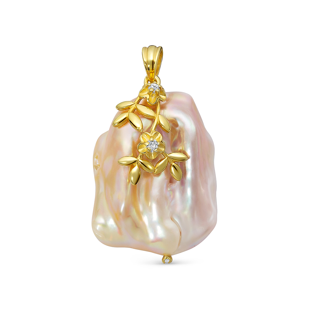 Кулон из серебра с розовой барочной жемчужиной 20 мм. Артикул 12766 Кулон из серебра с розовой барочной жемчужиной 20 мм. Артикул 12766