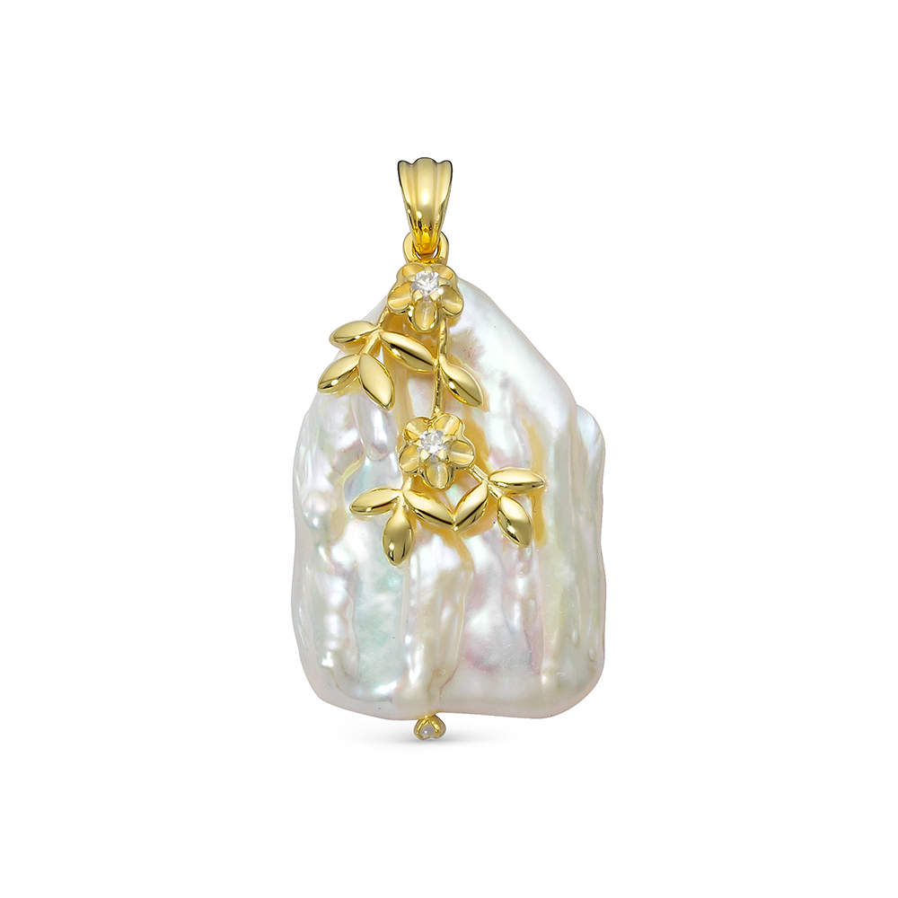 Кулон из серебра с белой барочной жемчужиной 20 мм. Артикул 12767